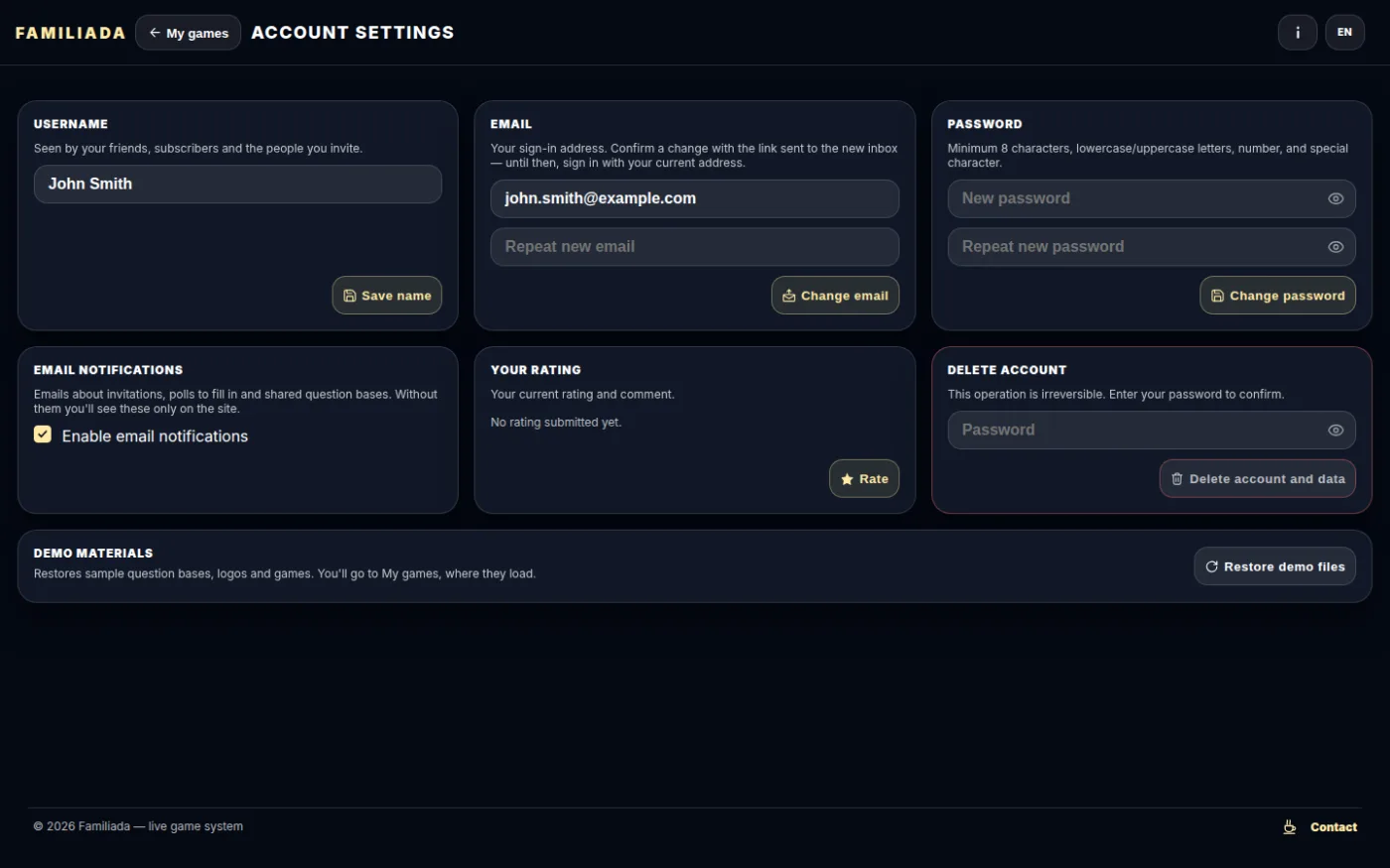 Account settings