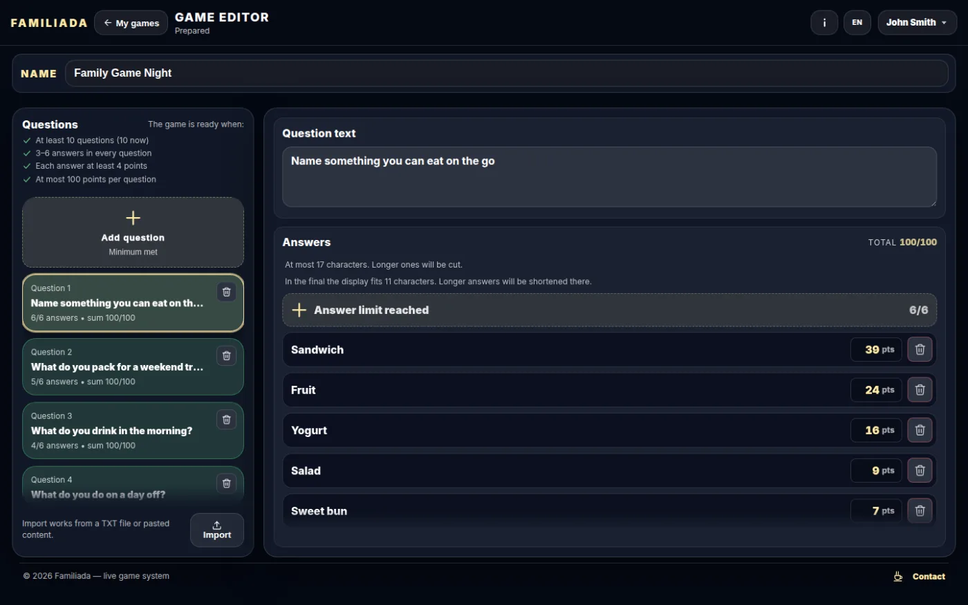 Game editor