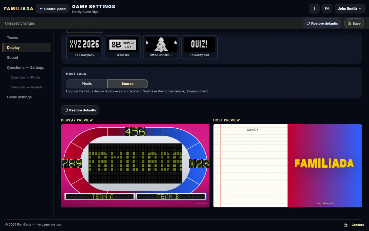 Choosing the logo and “Host logo” in the game settings