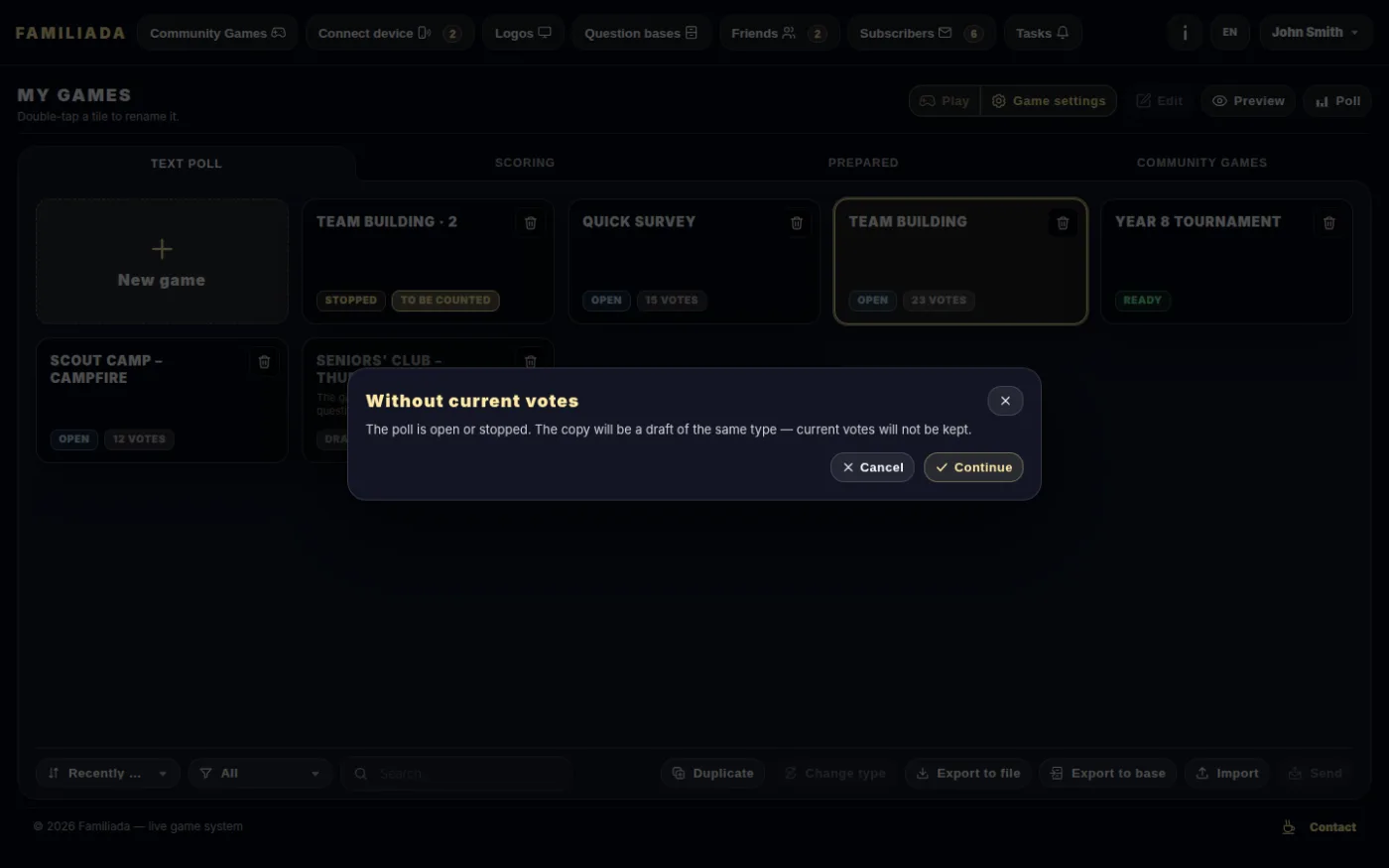 The “Without current votes” window