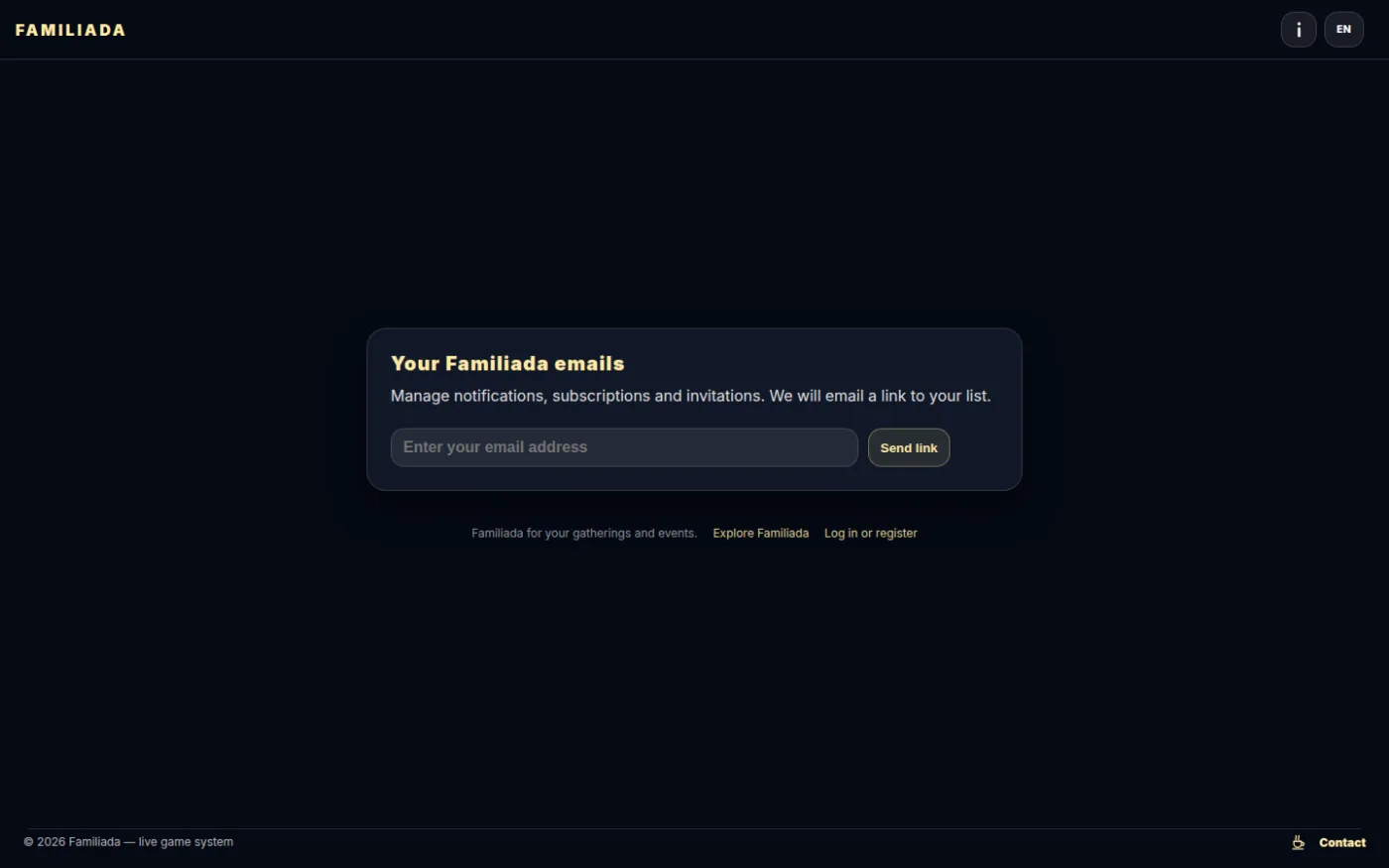 Entering the page — type your address