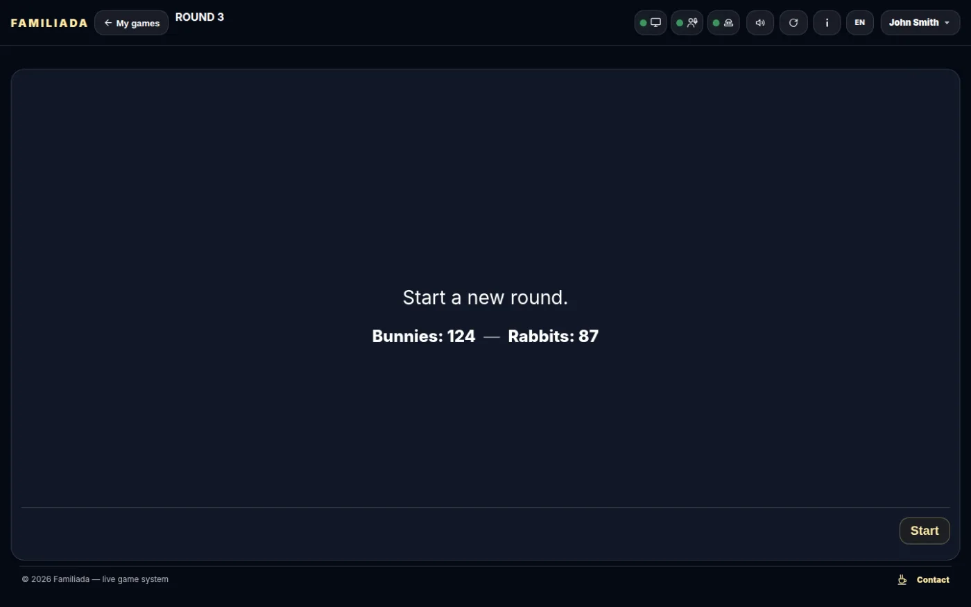 Start of a round