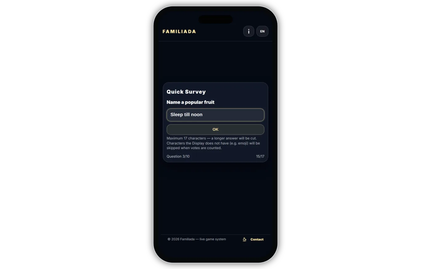 Text voting — character counter