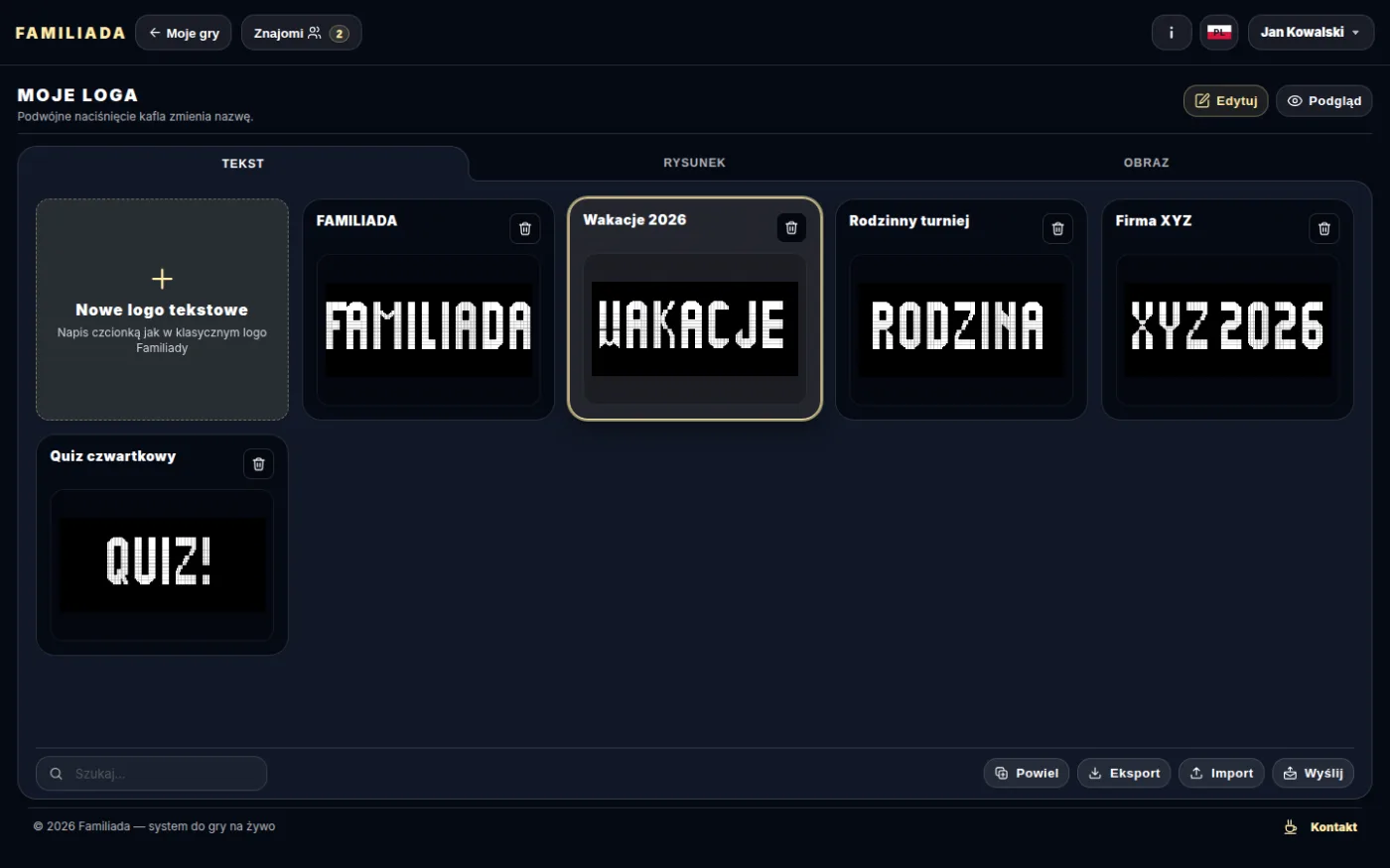 Zaznaczone logo — przyciski działań