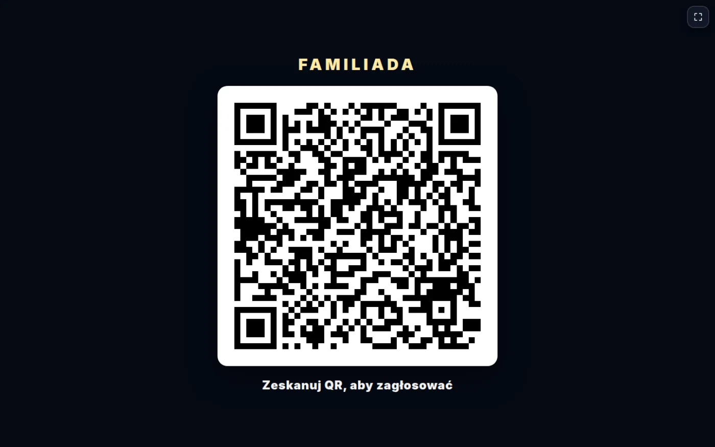 Wyświetlacz QR z kodem do głosowania